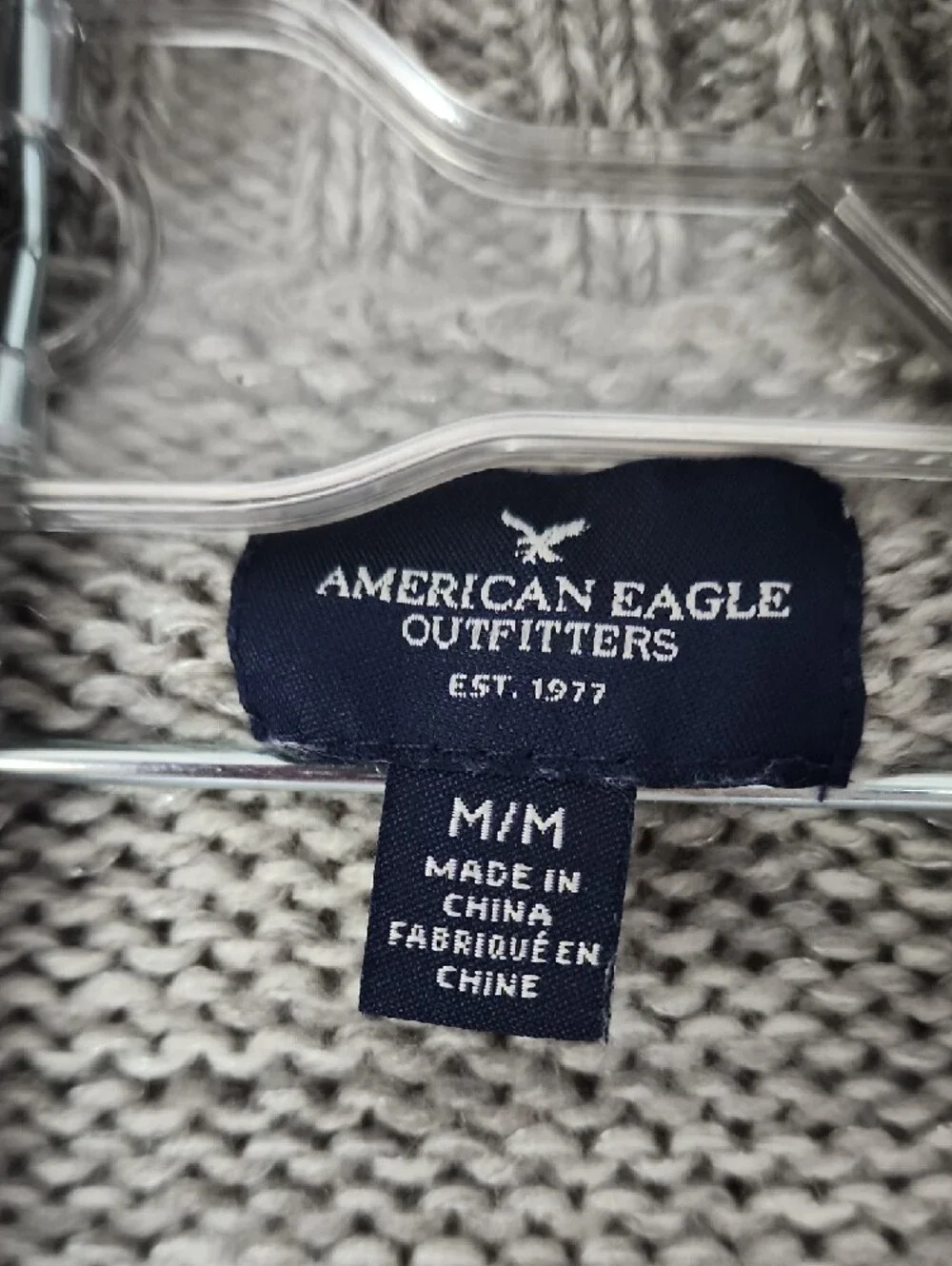 American Eagle Outfitters Grey Fair Isle Open-Front Cardigan - Picture 2 of 6